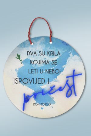 Drvena okrugla pločica- sveta pričest